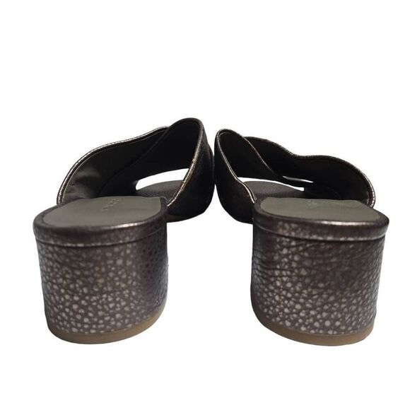 Vince Karsen Round Toe Block Heel Slip On Leather Sandal Metallic Size 11 - Picture 6 of 12
